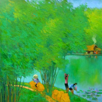 アジア人 Painting - 緑の池 ベトナム アジア